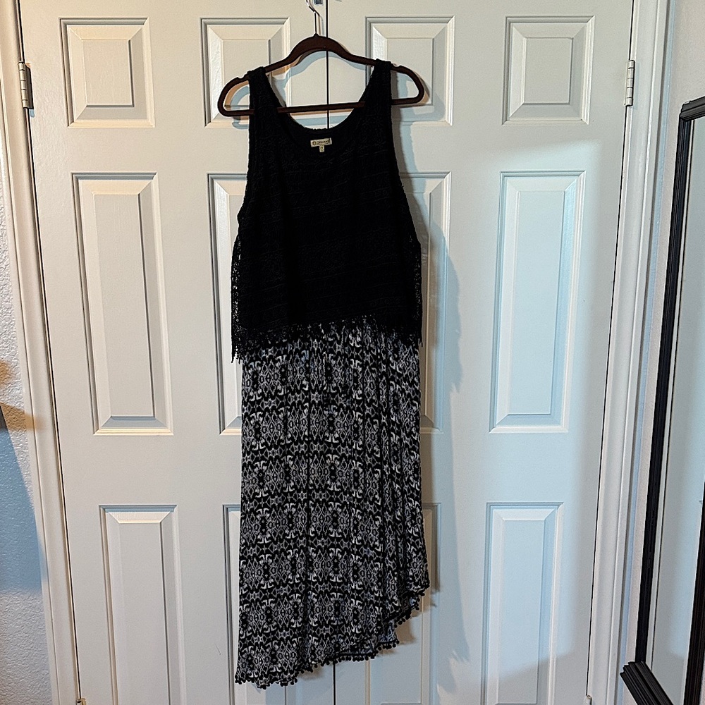 Democracy Black Sleeveless High Low Dress